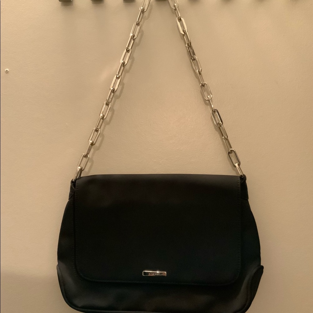 Nine West Metal Chain Black Red Shoulder Bag Purse Clutch Y2K